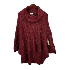 New St Johns Bay Women Sz XXL Maroon Red Sweater Short Dolman Sleeve Pullover E4